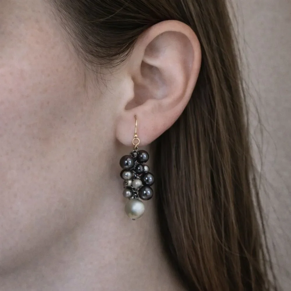 Vintage Elegant Pearl Cluster Earrings